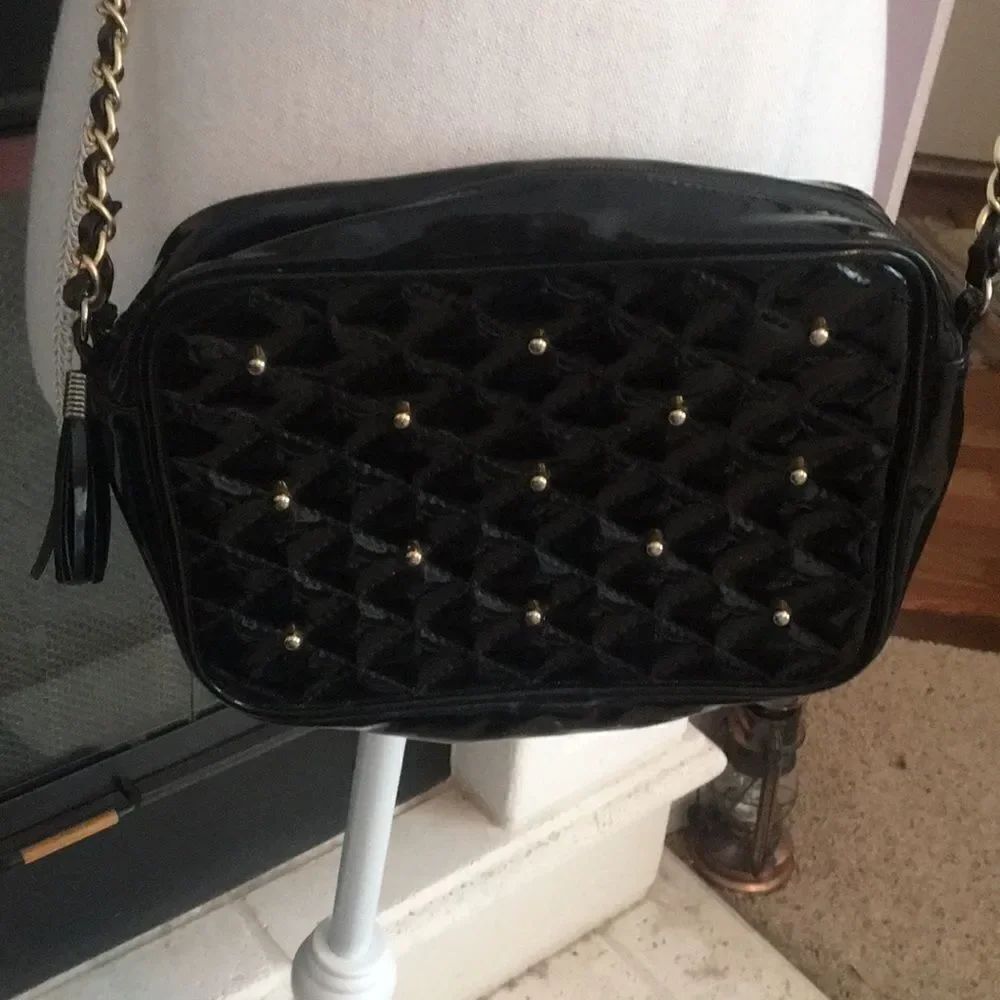 Iconic vintage black pleather cross body bag